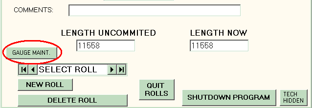 Gauge Maintenance button on Roll Data screen